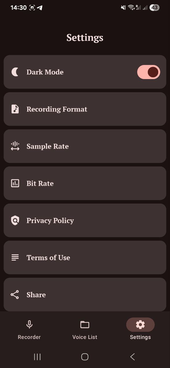Voice Recorder app interface screenshot 2